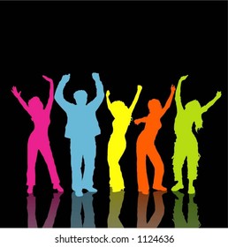 Colourful disco dancers - vector