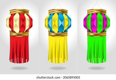 Colourful Diwali lantern vector illustrations