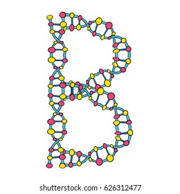Colourful DNA Molecules Isolated Single Letter B Vector Art Design Illustration