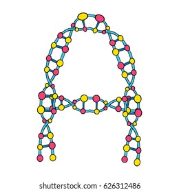 Colourful DNA Molecules Isolated Single Letter A Vector Art Design Illustration