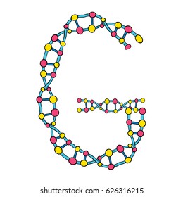 Colourful DNA Molecules Isolated Single Letter G Vector Art Design Illustration