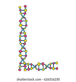 Colourful DNA Molecules Isolated Single Letter L Vector Art Design Illustration
