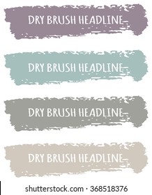 Colourful dry brush strokes, dabs, daubs, lines, title decoration. Headlines. Vector