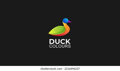 Colourful duck logo design and vector template
