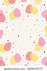Colourful Easter background with eggs. Abstract style frame. Vector illustration