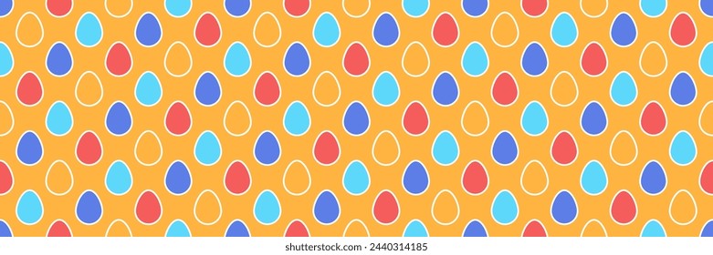 Colorido fondo de Pascua en estilo minimalista moderno. Diseño de una textura sin costuras con huevos ornamentados. Pancarta. Ilustración de vector