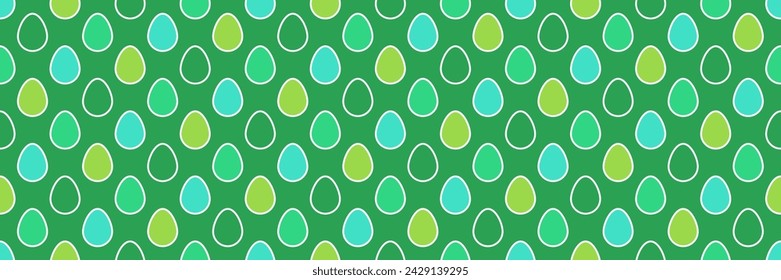 Colourful Easter background. Seamless pattern with retro style eggs. Banner. Vector illustration