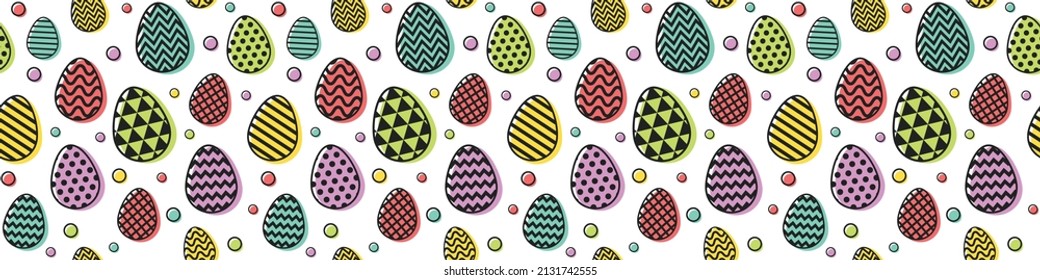 Pancarta colorida de Pascua con huevos. Patrón sin foco. Vector