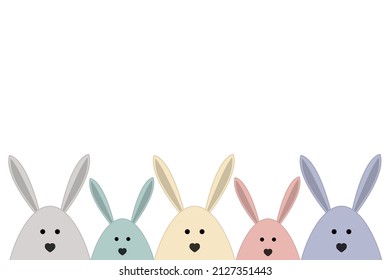 Colourful Easter bunnies. Blank card design. Vector
