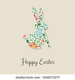 Colourful Easter bunny with greeting. Vector