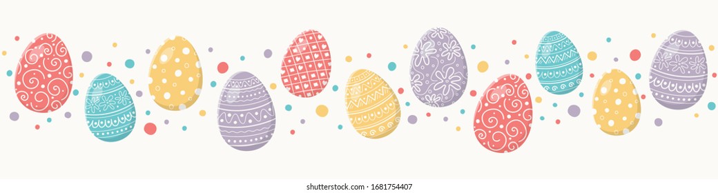 Colourful Easter concept with decorative eggs. Banner. Vector