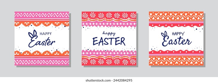 Colourful Easter egg pattern. Concept of Easter background with ornaments. Collection. Vector illustration