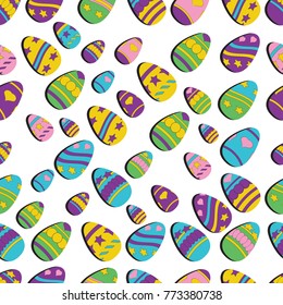 Colourful Easter egg Seamless and Isolated Background or border with shadow