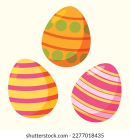 Colourful Easter Egg Vector Illustration | Easter Greeting Gift | Warm Colour Painted Egg