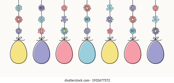 Colourful Easter eggs. Colourful banner. Vector