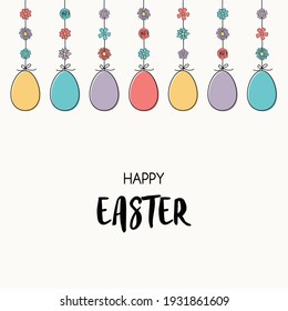 Colourful Easter eggs. Concept of greeting card. Vector