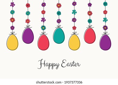 Colourful Easter eggs. Concept of greeting card. Vector