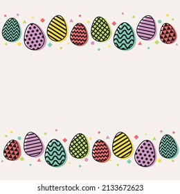 Colourful Easter eggs. Greeting card design. Vector