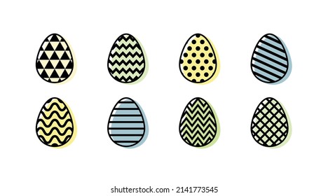 Colourful Easter eggs. Icon set. Vector