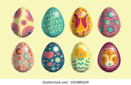 Colourful Easter Eggs on cream background