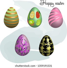 Colourful Easter Eggs on white background