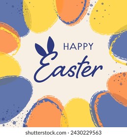 Colourful Easter greeting card. Concept of an abstract background with colourful eggs. Vector illustration