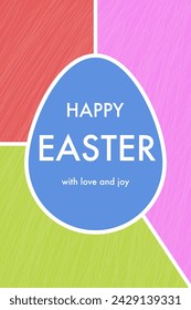Colourful Easter greeting card. Modern style background with Easter egg and geometric shapes. Vector illustration