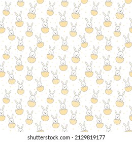 Colourful Easter pattern with bunnies and eggs. Vector