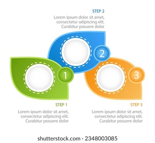 Colourful ecosystem infographic chart design template. Renewable energy. Abstract vector infochart with blank copy spaces. Instructional graphics with 3 step sequence. Visual data presentation