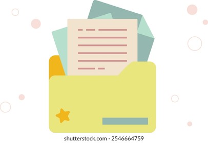 Colourful Editable Folder Document Icon Vector for Cute Journaling Study and Working