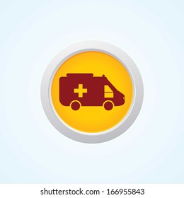 Colourful editable icon of Ambulance On Button.