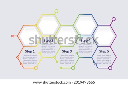 Colourful educational infographic chart design template. Media info. Abstract vector infochart with blank copy spaces. Instructional graphics with 5 step sequence. Visual data presentation