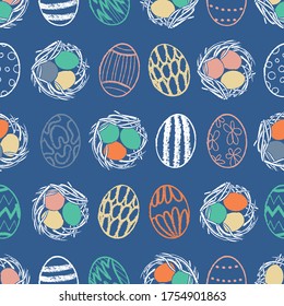 Colourful eggs seamless pattern print background