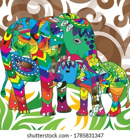 colourful elephant with colorful background