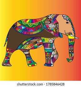 colourful elephant with colorful background