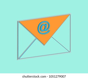 Colourful email 3D envelope icon in vector graphics
