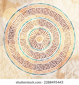 Colourful ethnic style vector mandala pattern on a grunge background