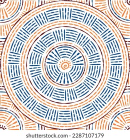 Colourful ethnic style vector mandalas seabless pattern