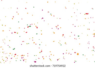 Colourful explosion of confetti. Grainy glitter and sprinkles. Abstract holiday illustration. Isolated on white background. Abstract textured isolated on white background. Vector.