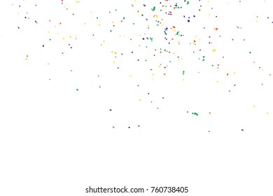 Colourful explosion of confetti. Grainy glitter and sprinkles. Abstract holiday illustration. Isolated on white background. Abstract textured isolated on white background. Vector.