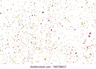 Colourful explosion of confetti. Grainy glitter and sprinkles. Abstract holiday illustration. Isolated on white background. Abstract textured isolated on white background. Vector.