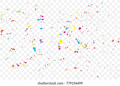 Colourful explosion of confetti. Grainy textured birthday design for greeting cards and posters, glitter design template for birthday and holidays visuals. Vector.