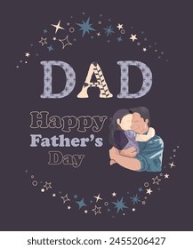 Colourful Father's Day vector illustration celebrating Dad's love and bond.