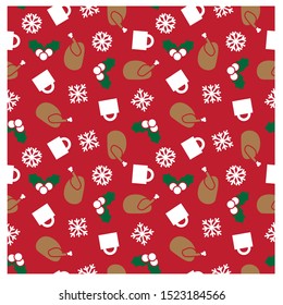 Colourful Festive Christmas Holiday seamless pattern/print background in vector - Suitable for Packaging, web design, graphics, fashion textiles, wallpaper and etc.