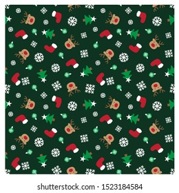 Colourful Festive Christmas Holiday seamless pattern/print background in vector - Suitable for Packaging, web design, graphics, fashion textiles, wallpaper and etc.