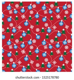 Colourful Festive Christmas Holiday seamless pattern/print background in vector - Suitable for Packaging, web design, graphics, fashion textiles, wallpaper and etc.