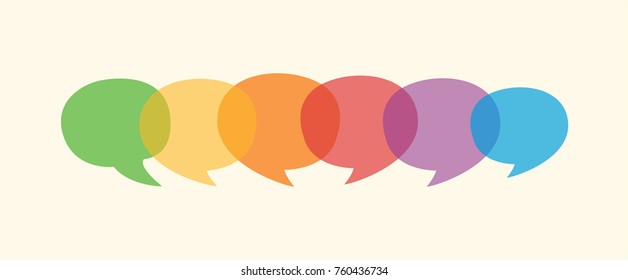 Colourful flat dialogue speech bubbles in vector graphics