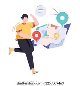 A colourful flat illustration of location tracking 