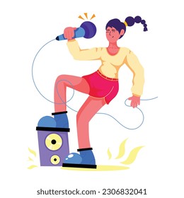 Colourful flat illustration of singer 