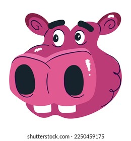 Colourful flat sticker icon of hippo 